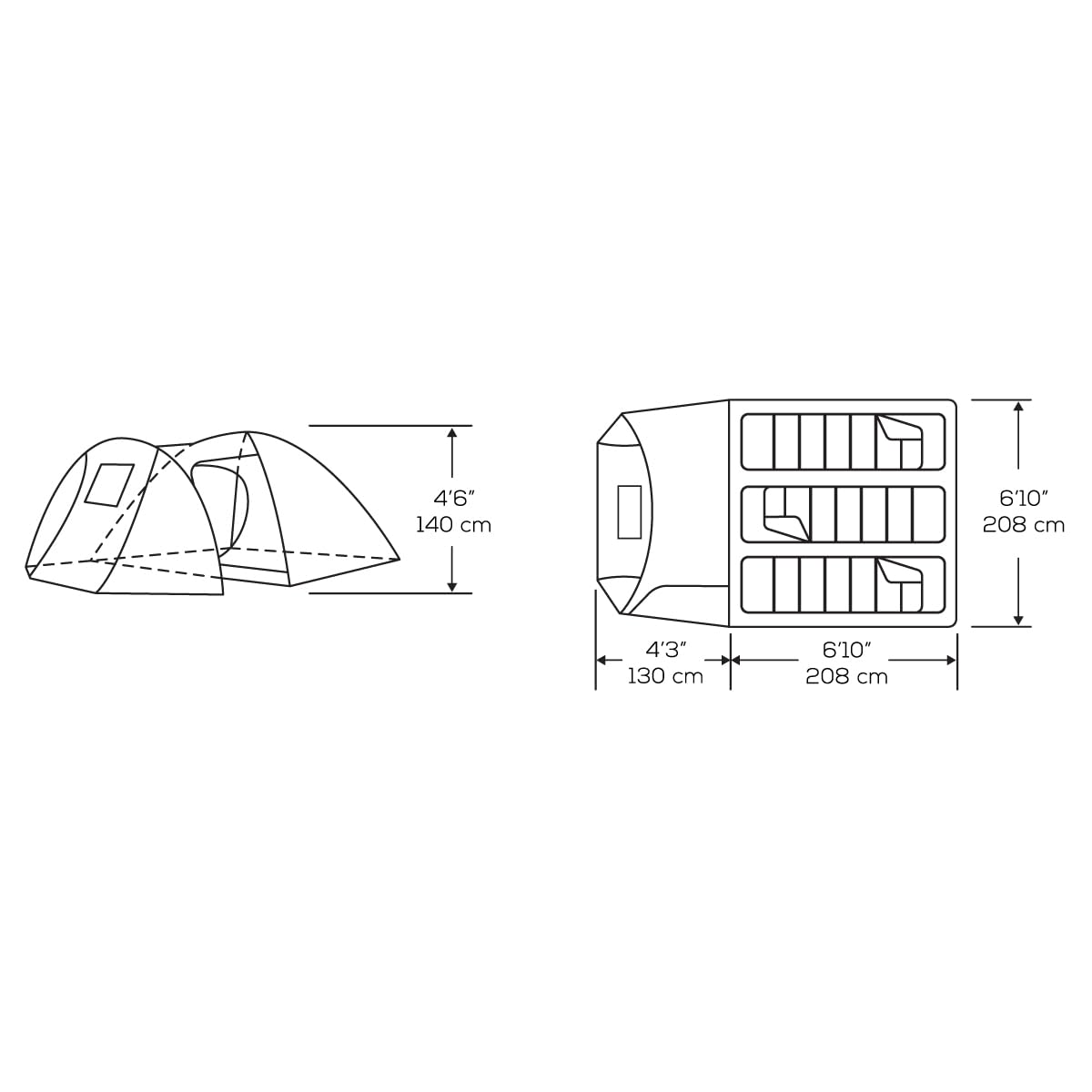 3 Kuma Bear Den Tent, Width:82in Height:54in Depth:133in Weight:11lbs, Grey