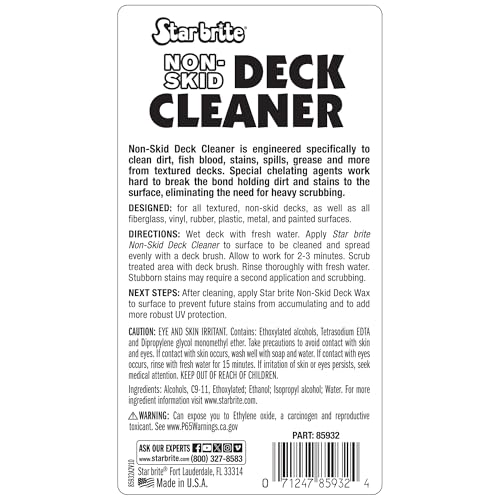Non-Skid Deck Cleaner & Protectant STAR BRITE - Lift Dirt & Stains From Fiberglass, Painted Surfaces, More, 32oz (085032)