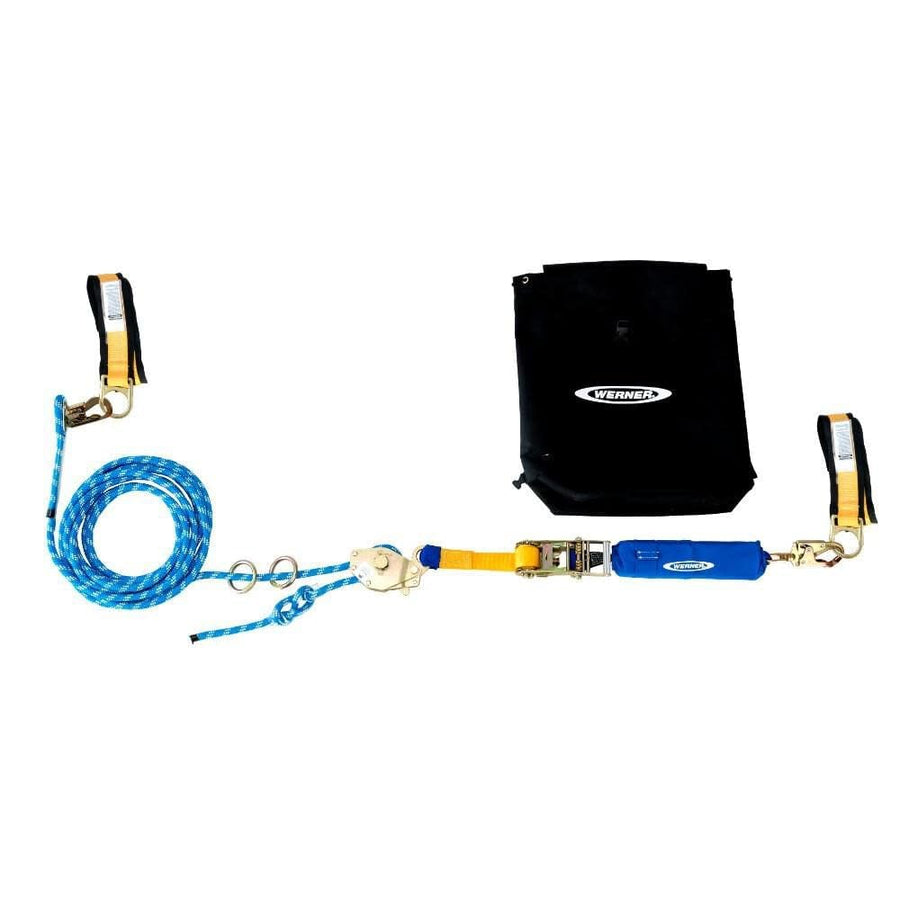 30 Ft Werner 2-Man Rope Horizontal Lifeline System Cross-Arm Strap Ratchet Tensioner