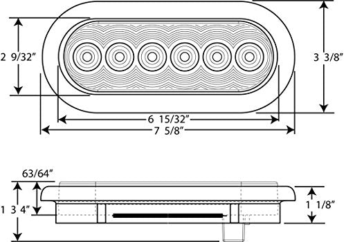 Optronics 6" Oval Sealed LED Tail Light Kit Red Lens STL12RK