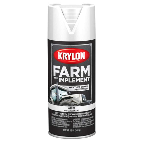 Krylon Spray Paint Farm & Implement, High Gloss, White, 12 oz