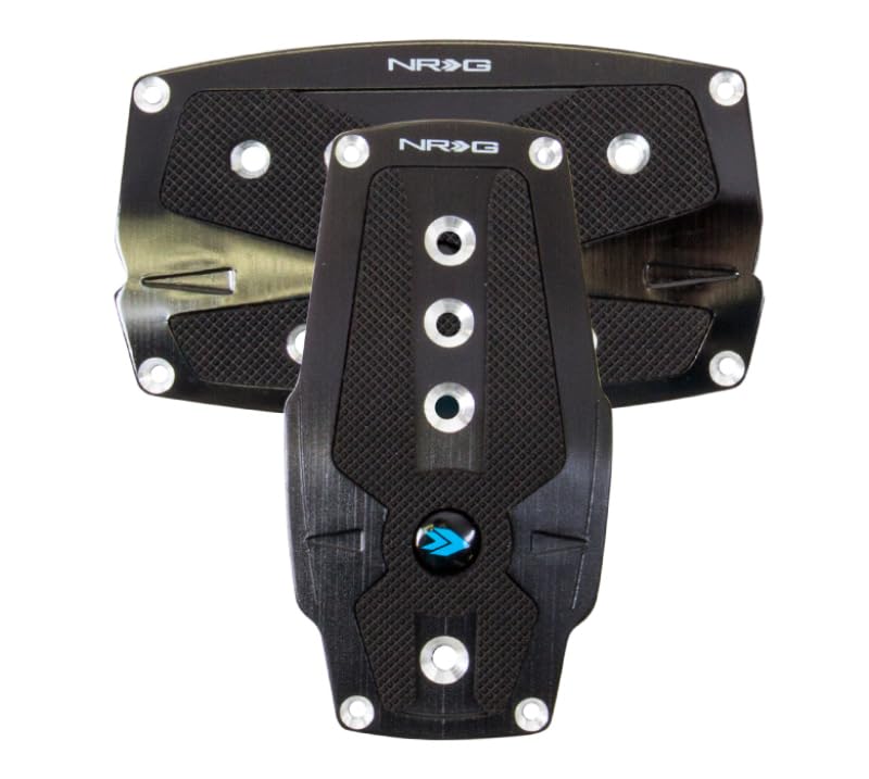 Brushed Aluminum NRG Sport Pedal A/T - Black w/Black Rubber Inserts