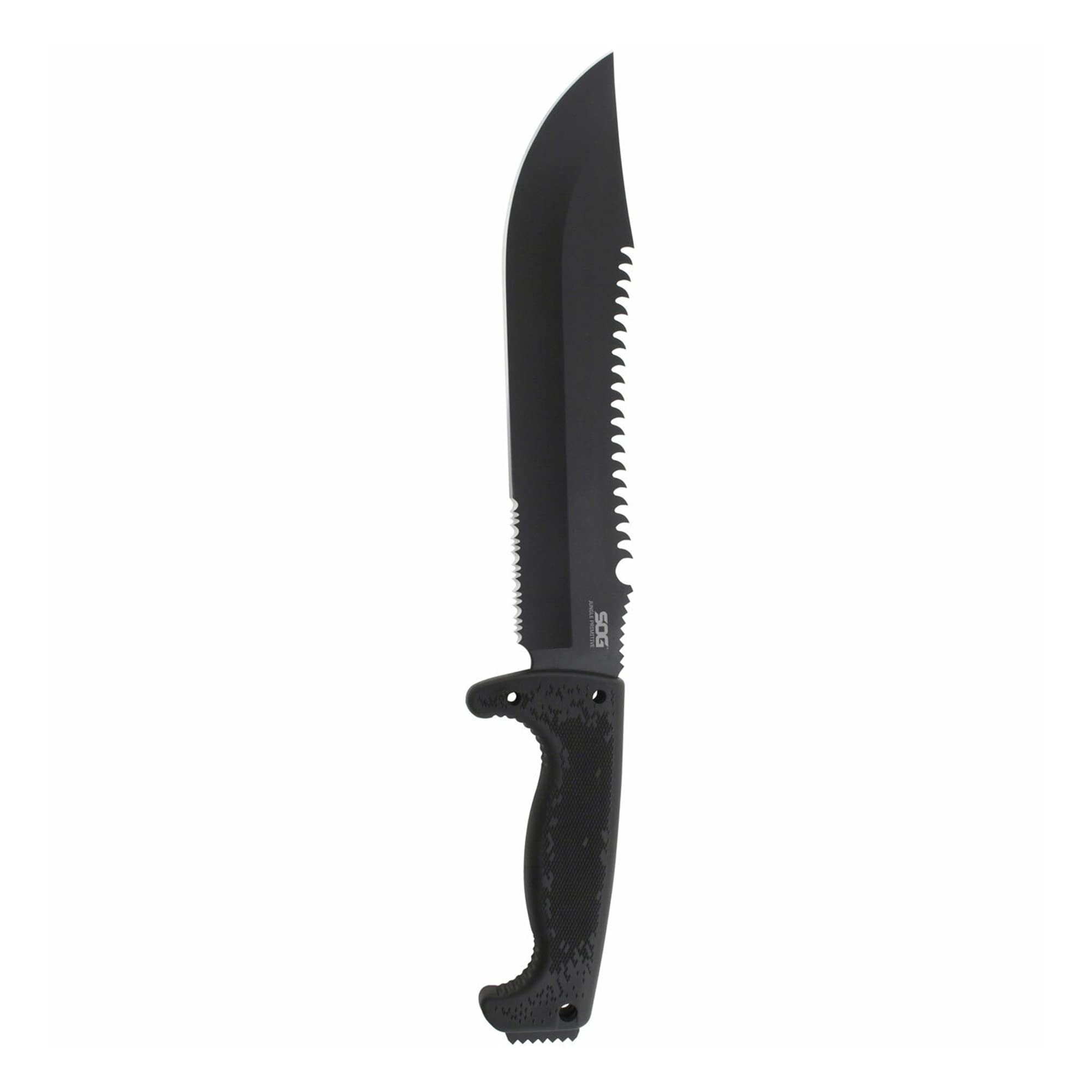 SOG Fixed Blade Jungle Primitive- Camping and Field Tactical Machete with Sheath for Clearing Brush, Full Tang Survival Knife 15.3 Inches (F03TN-CP), Steel,Black
