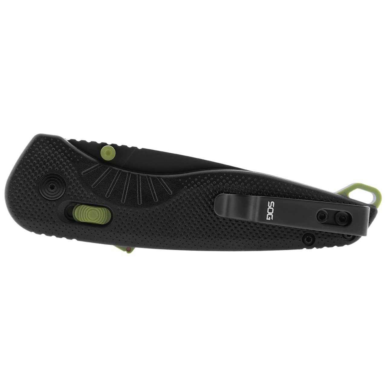 SOG Aegis Tanto Outdoor Pocket Folding Opening Knife, Ambidextrous at-XR Lock with Ergonomic Handle, D2 Steel Blade, Built-in Blade Locking Safety and Spine-Mounted Safety System, Black & Moss