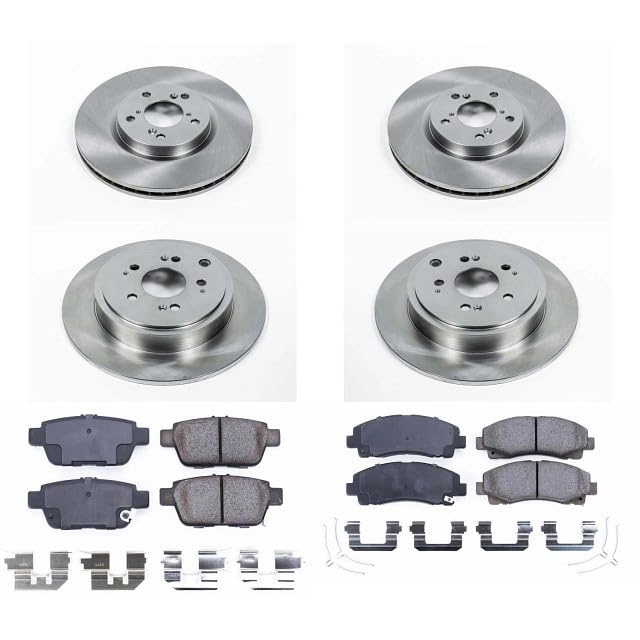 Power Stop Autospecialty KOE5940 Front and Rear Replacement Brake Kit-OE Brake Rotors & Ceramic Brake Pads For Honda Ridgeline 2012-2014 [Model Specific]