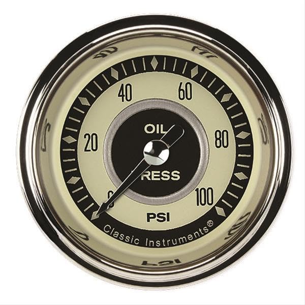 Nostalgia Classic Instruments NT181SHC 2-1/8" Oil Pressure Gauge 100 PSI Electric
