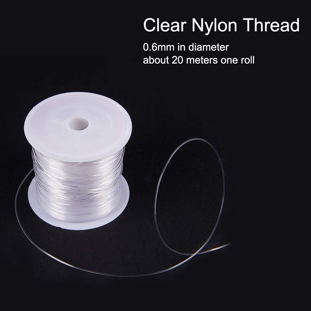 20 Yards JEWELEADER Clear Invisible Craft Nylon Thread 0.6mm Monofilament Fishing Line Bead String Cord for Gemstone Jewelry DIY Making Bracelet Hanging Decoration Sewing Quilting Hair Weaving