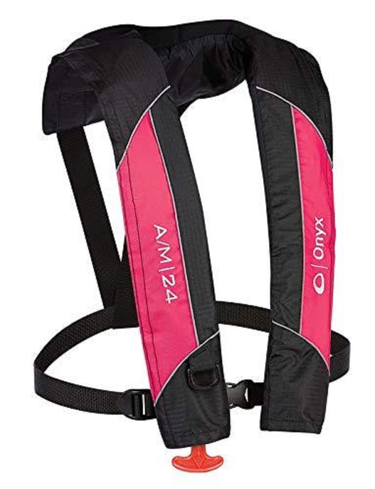Onyx All Clear A/M-24 Inflatable Automatic/Manual Life Jacket, U.S. Coast Guard Approved, Low Profile, Compact Design, Manual Convertible Inflation Option, Fits 30”-52” Chest