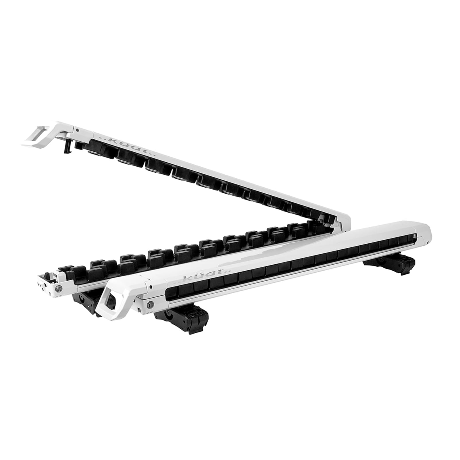 Grip 6 KUAT Durable Universal Car SUV Rooftop Crossbars Mounted Winter Sports Gear Hauling Transportation Slide-Out Locking Clamshell Rack, Fits 6 Skis/4 Snowboards - Pearl with Silver Anodize