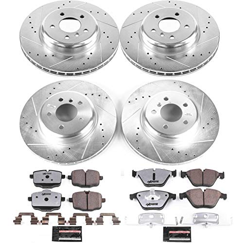 Power Stop K7552-26 Z26 Carbon Fiber Brake Pads Front and Rear with Drilled & Slotted Brake Rotors Kit For BMW 640i, 640i Gran Coupe, 640i xDrive, 640i xDrive Gran Coupe [Model Specific]