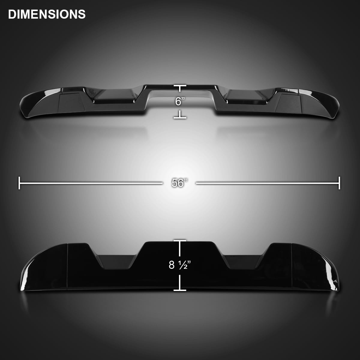 Glossy Black ABS Cab Roof Spoiler Spec-D Tuning for 2011-2016 Ford F250, F350, and F450 Models