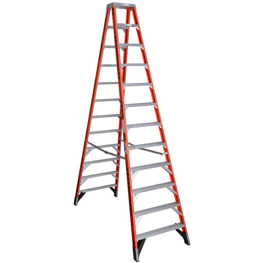 12' Dual Access Werner Fiberglass Step Ladder 375 lb. Cap