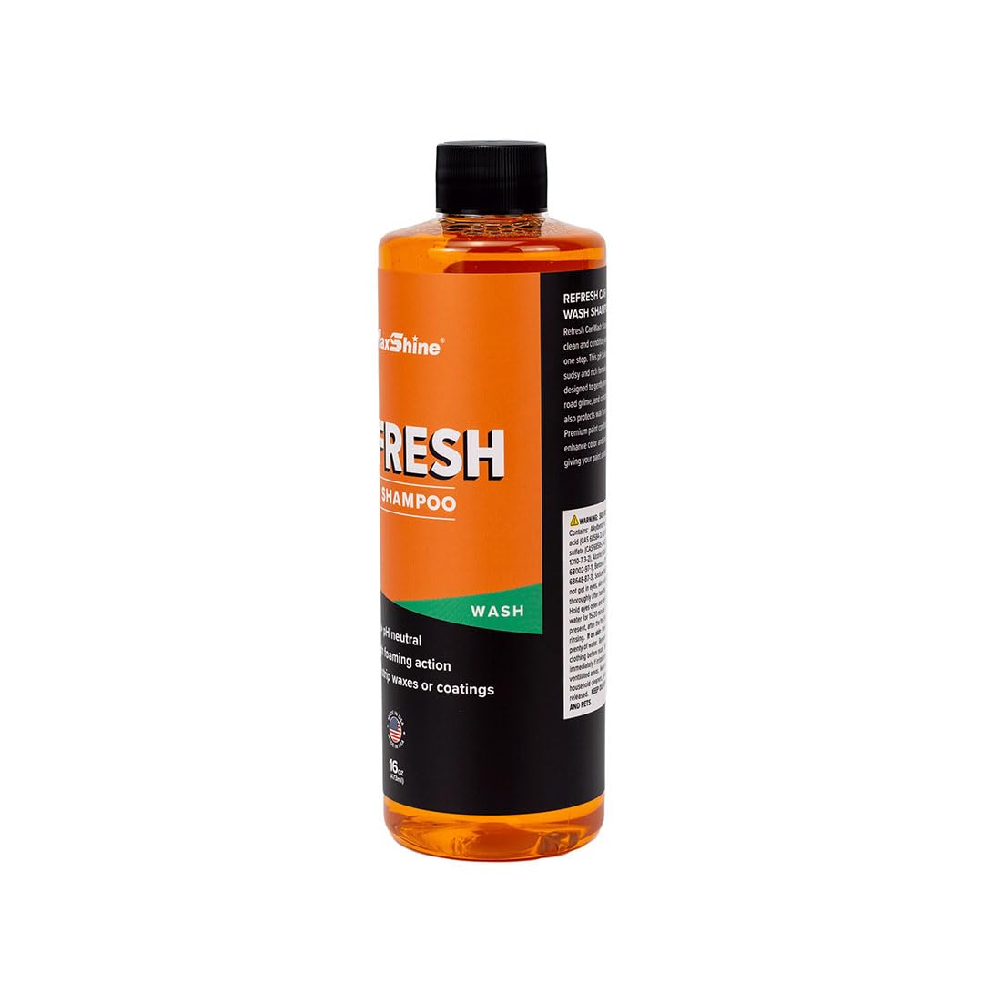 Maxshine REOZ16 Car Wash Shampoo, 16oz, White, Grape Scent | pH Neutral, Foaming, Biodegradable | Spot-Free, Streak-Free Finish, Safe for All Surfaces
