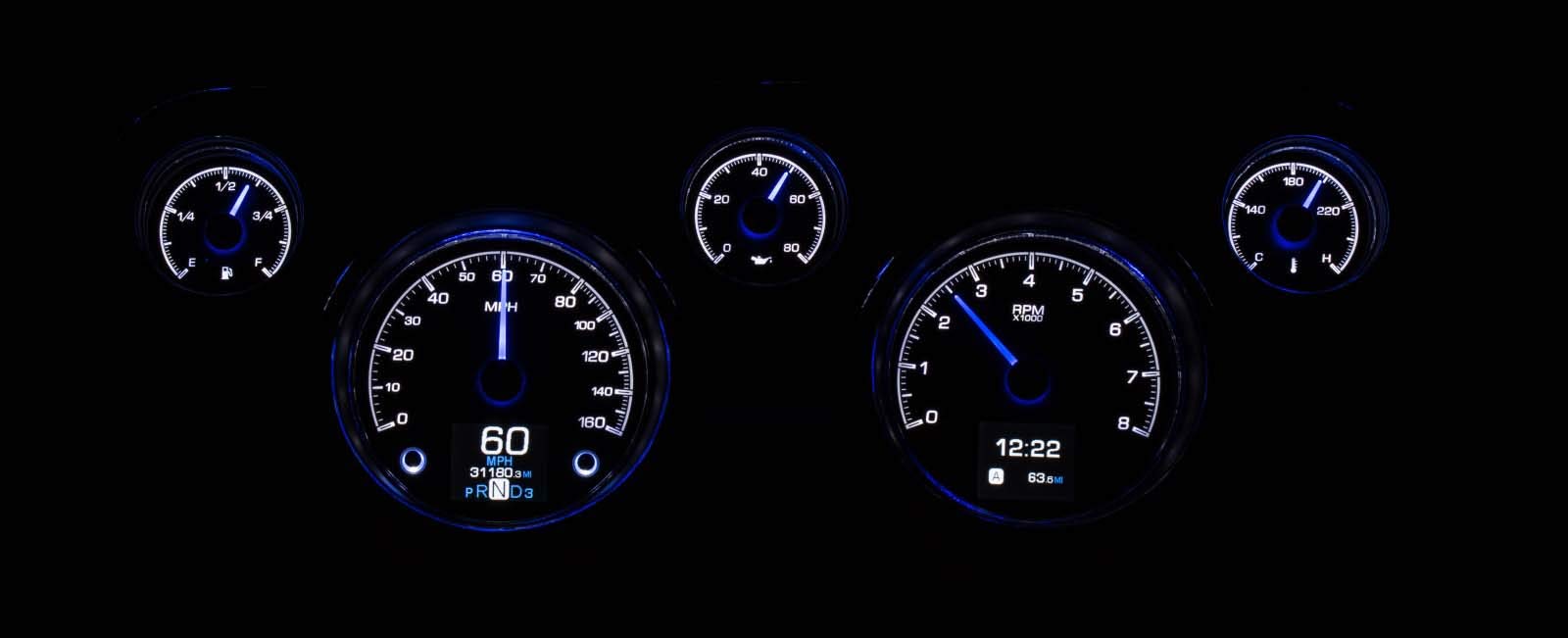 Customizable Dakota Digital Gauges Kit 67 68 Ford Mustang Silver HDX-67F-MUS-S