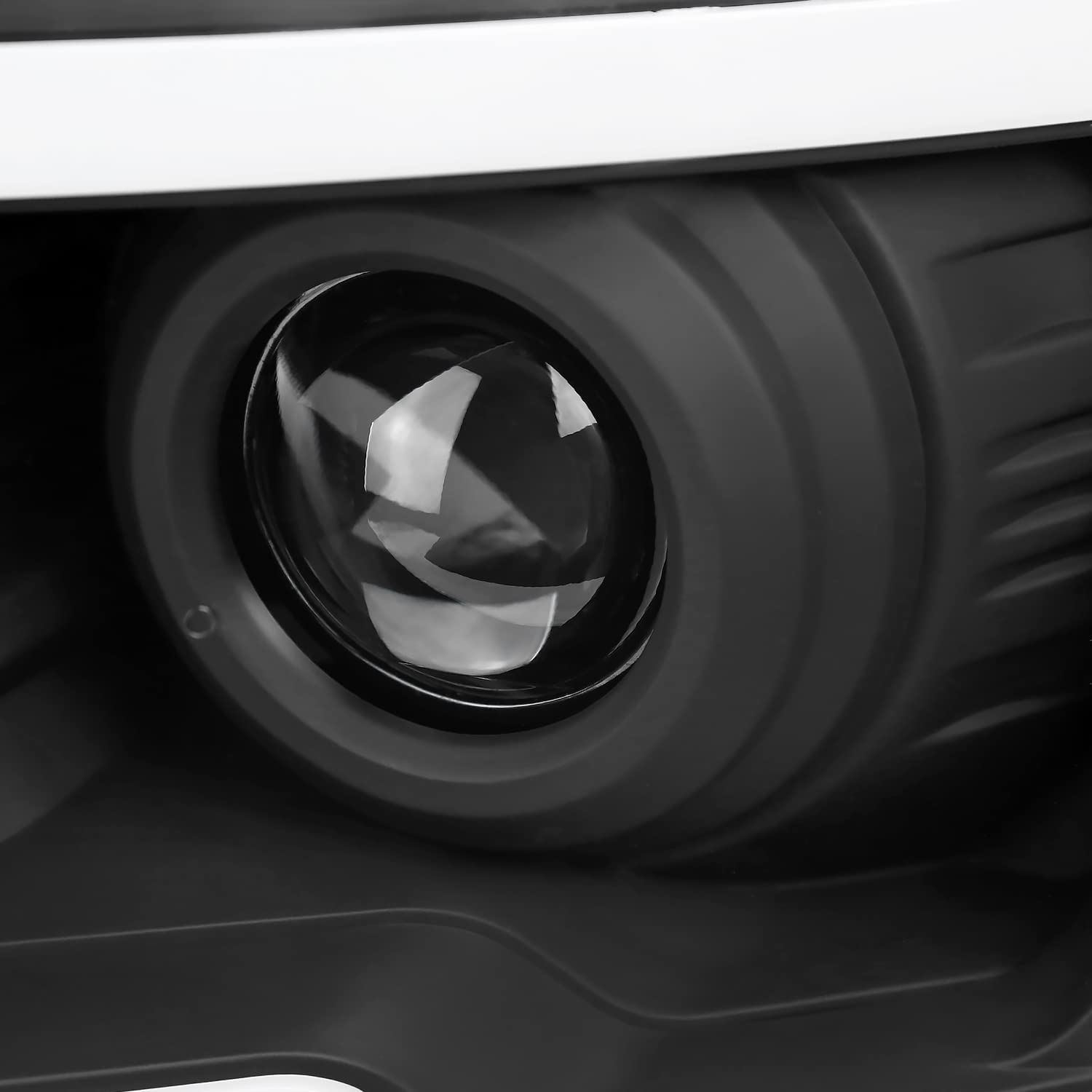 Black Projector Headlights w/LED Strips SPEC-D TUNING Compatible with 2009-2014 Ford F-150, Left + Right Pair Headlamps Assembly