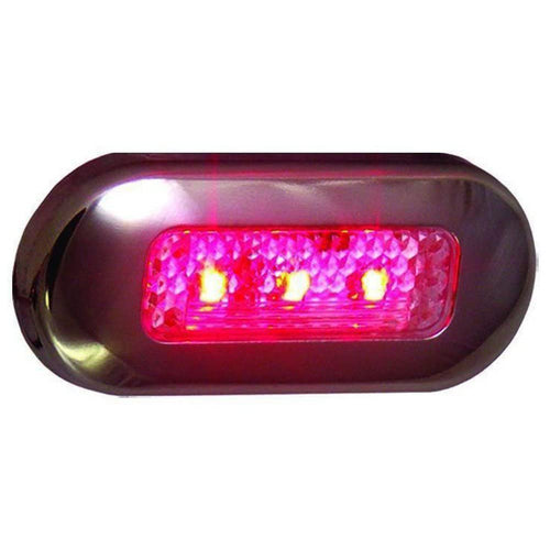 T-H Marine LED-51824-DP Oblong LED Courtesy Lights - Red,Stainless Steel/Red