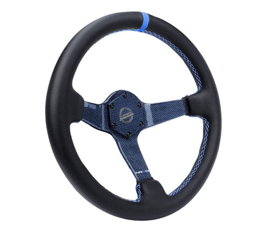 NRG Innovations Carbon Fiber Steering Wheel NRG-RST-036CF-BL 350mm Blue Carbon Fiber, Blue Stiching, Blue Center Mark, Leater