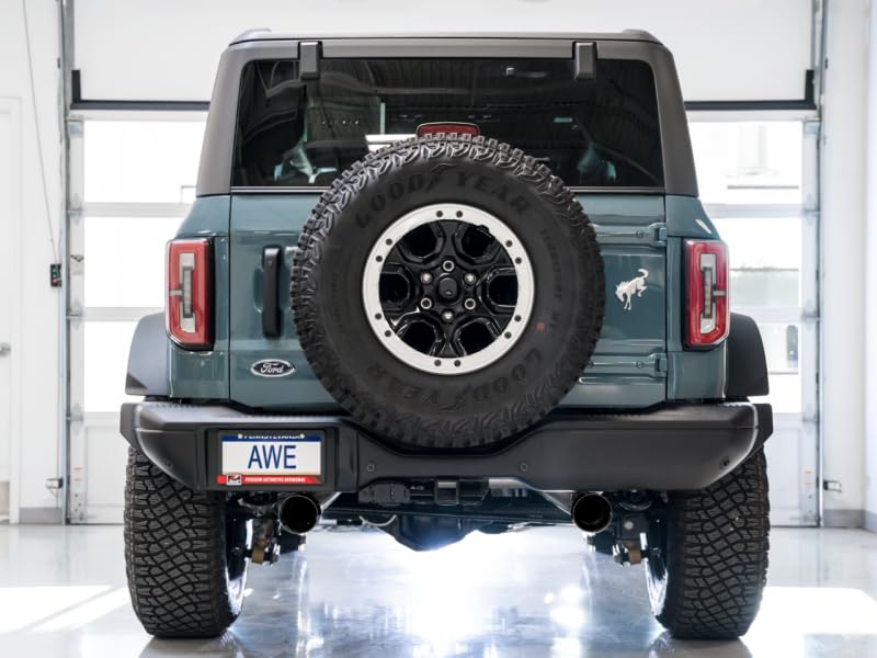 2021+ Ford Bronco AWE Tuning 0FG Dual Rear Exit Exhaust w/Diamond Black Tips & Bash Guard - 3015-33456