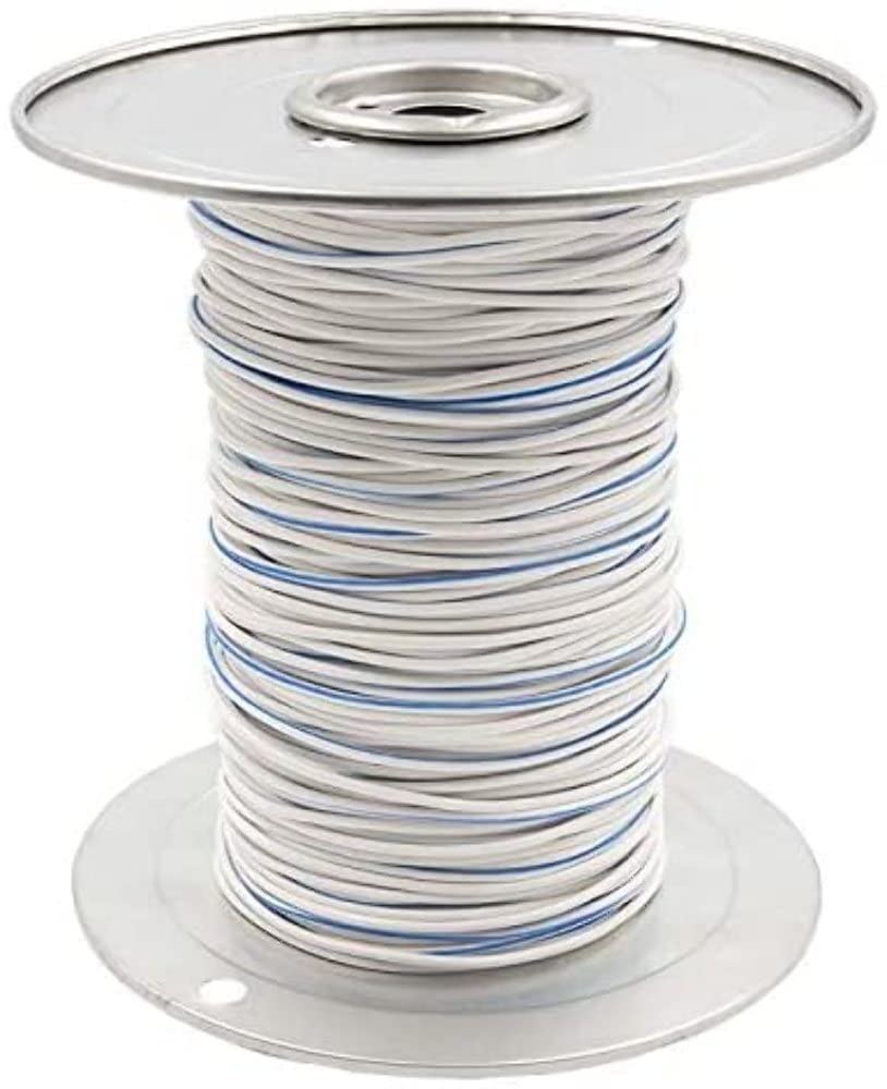 18 Ga Us Gpt All Copper Primary Wire White W/Blue Trace Install Bay