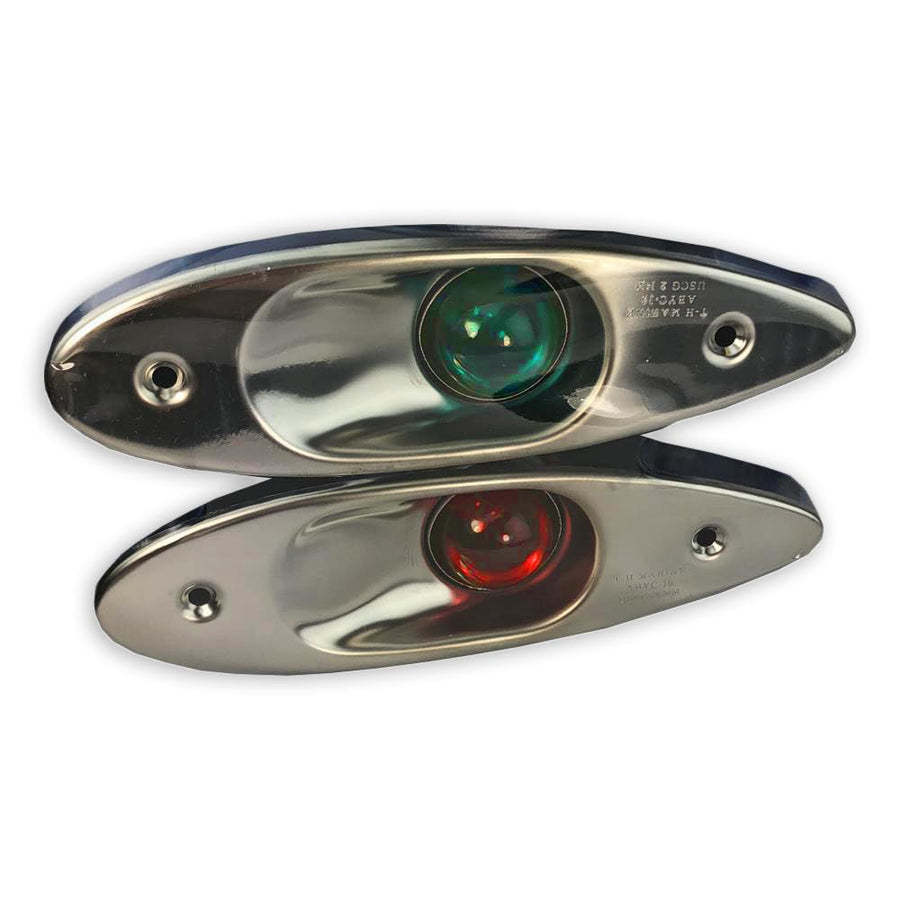 T-H Marine LED Shark Eye Navigation Light Set - Premium Marine Lights for Enhanced Safety, Visibility, and Aesthetics | Durable Stainless Steel, NMMA Type Accepted | Easy Below Rub-Rail Installation