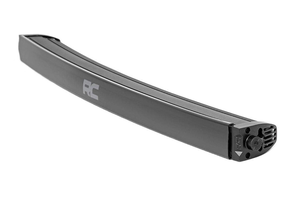 30" Curved LED Light Bar - Rough Country Black Series with Cool White DRL, 150W, Spot Beam