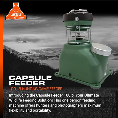 Game Feeder Capsule Feeder with 100LB Capacity, 360-Degree Broadcast Hunting Game Feeder