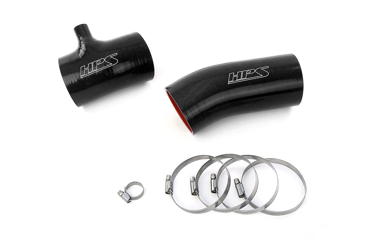 Black Silicone Air Intake Hose Kit HPS Performance Compatible for 1991-1992 Toyota Land Cruiser FJ80 4.0L 3F-E, 57-2104-BLK