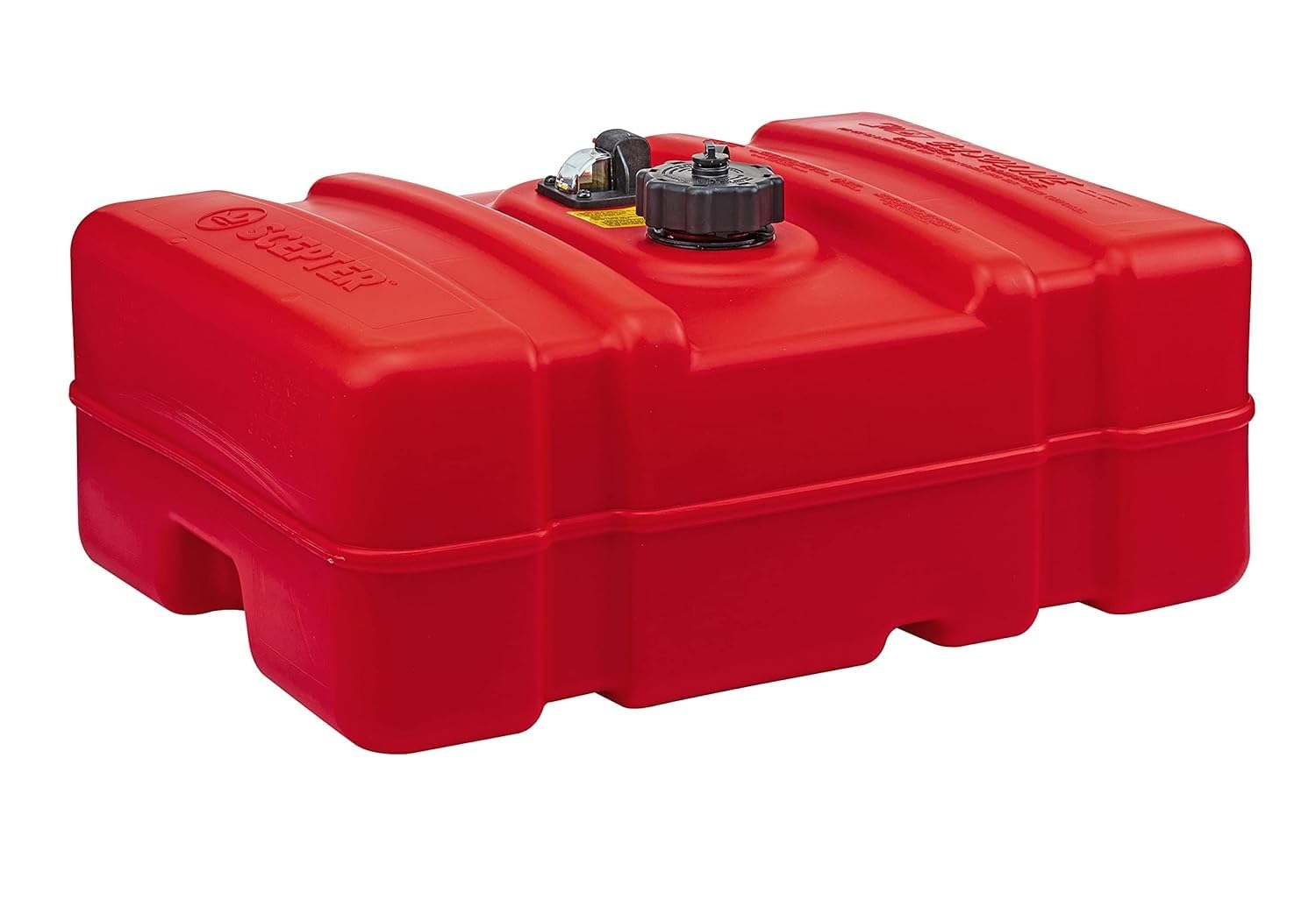 12 Gallon Scepter 08669 Rectangular Low Profile Marine Fuel Tank For Outboard Engine Boats, 24.5" x 18" x 11.5", Red