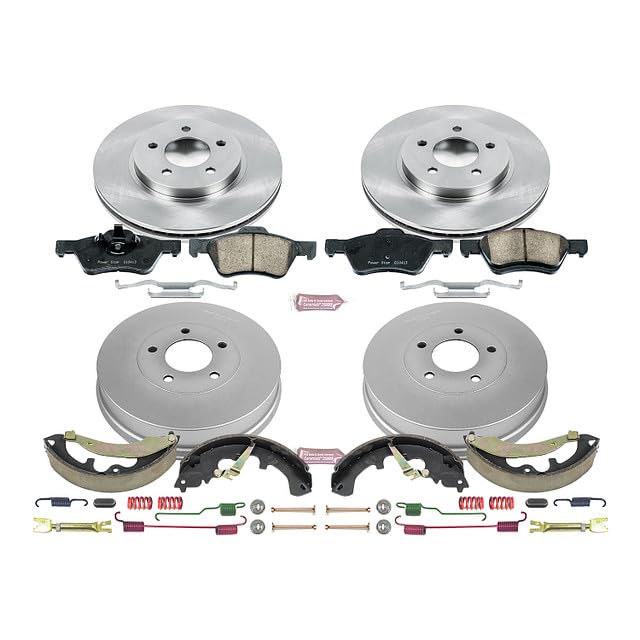 Power Stop Autospecialty KOE15256DK Front and Rear Replacement Brake Kit-OE Brake Drums & Ceramic Brake Pads For Ford Escape, Mazda Tribute, Mercury Mariner [Model Specific]