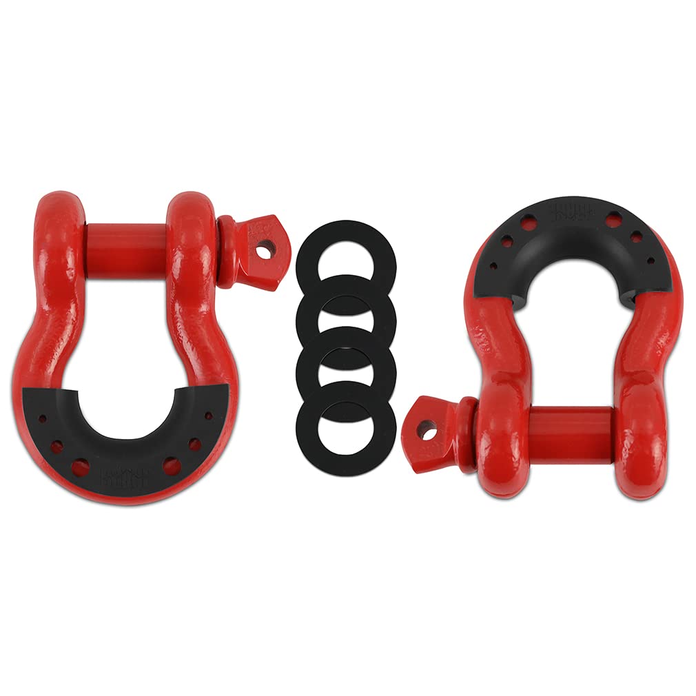 3/4” Mishimoto Steel D-Ring Shackle Set, 2 Pieces, Red