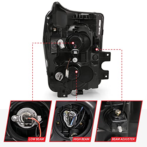 FORD SUPER DUTY ANZO USA 111407 11-16 PROJECTOR PLANK STYLE SWITCHBACK HEADLIGHTS CHROME