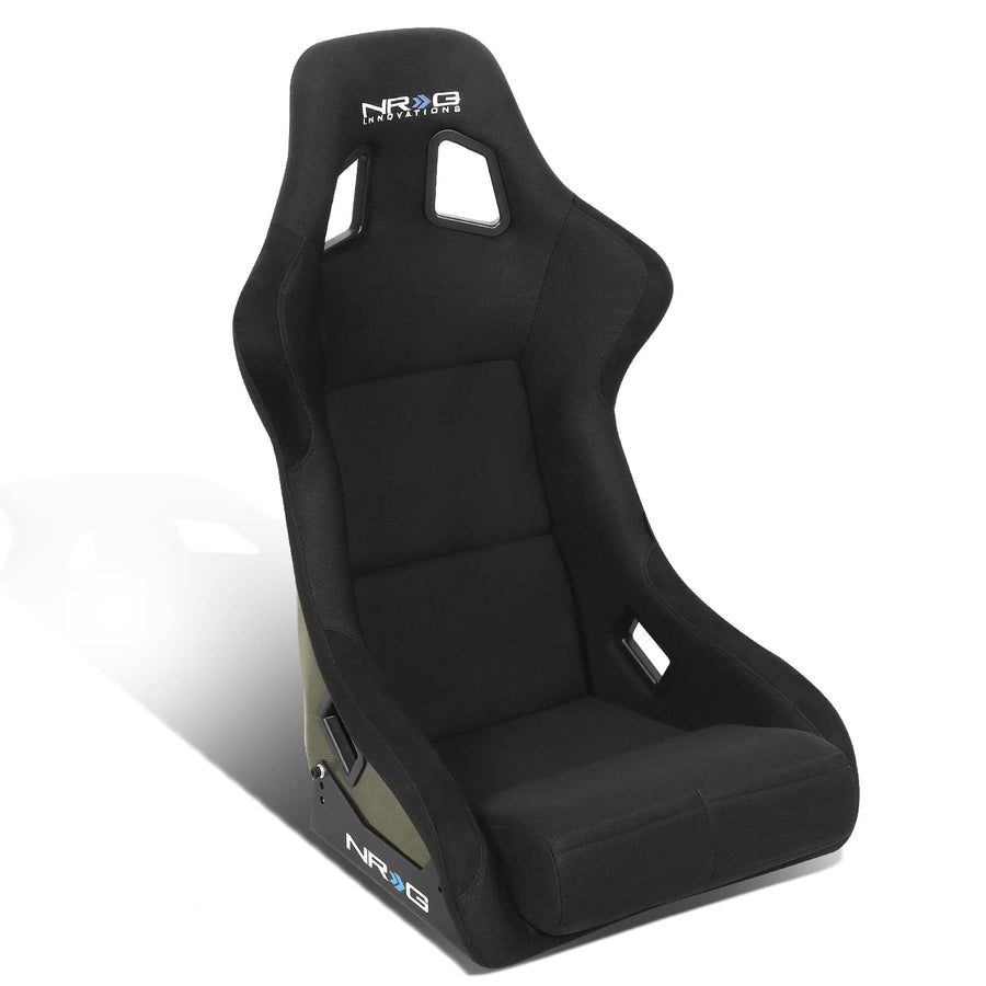 NRG Innovations Fixed Back NRG-RSC-302CF-GD Bucket Racing Seat with Universal Side Mount Bracket,Gold Carbon Fiber Back, Black/Gold