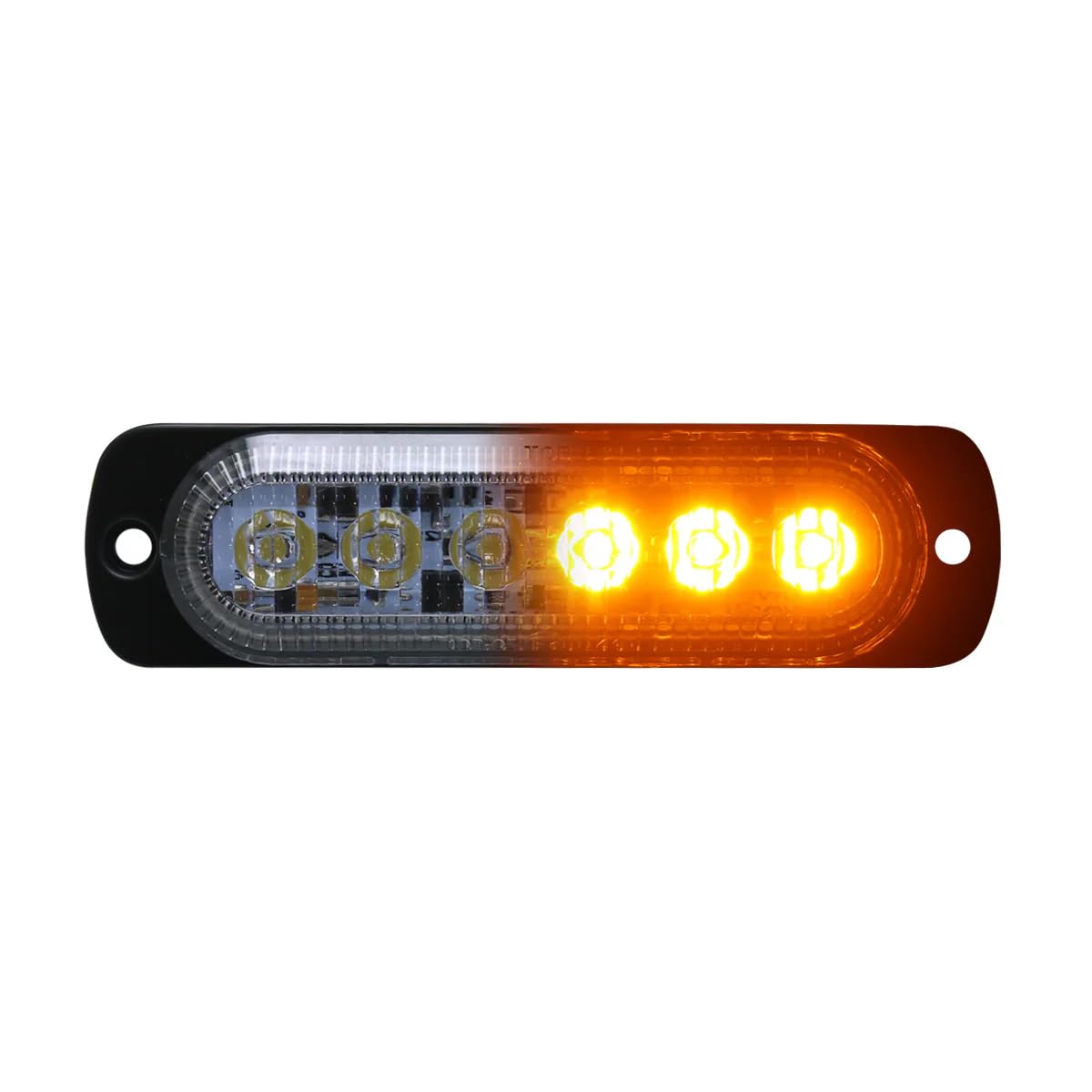 Race Sport 6-LED RS70016W-A Ultra Slim Flush Mount 19-Flash Pattern Marker Strobe Light (White/Amber)