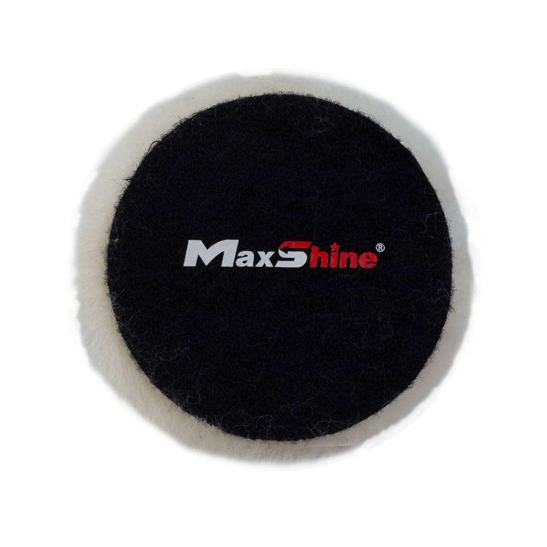 6" Maxshine Universal Wool Buffing Polishing Pad – 100% Natural Wool with Hook & Loop – Professional Pad for Paint Correction & Oxidation Removal – Compatible with DA & Rotary Polishers