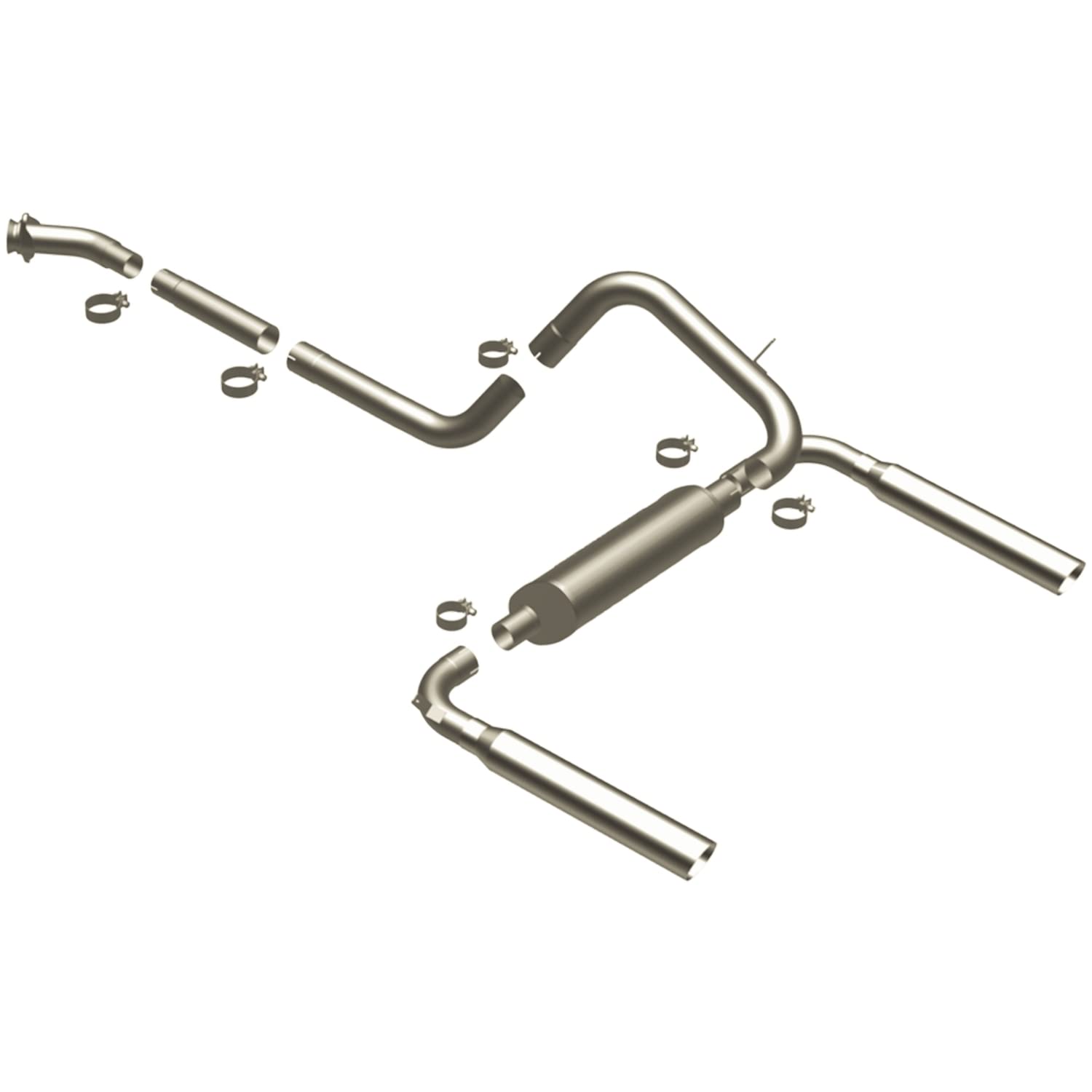 Cat-Back MagnaFlow Performance Exhaust System 16829 - Street Series, Stainless Steel 3in Main Piping, Dual Split Rear Exit, Polished Finish 3.5in Exhaust Tip - American Muscle Performance Exhaust Kit