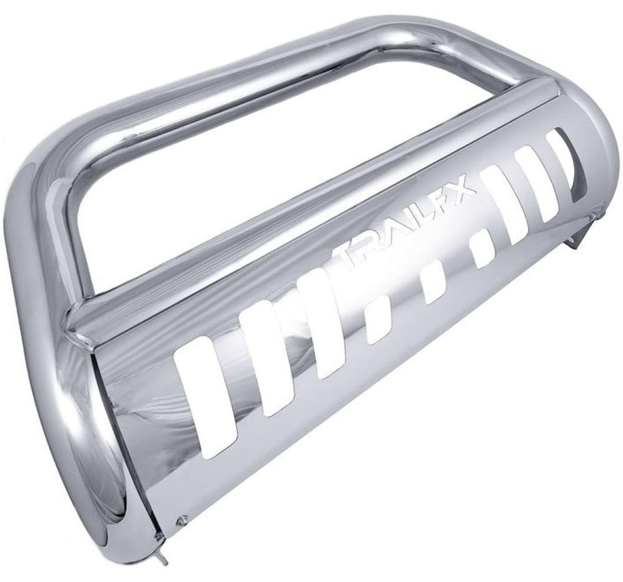 Bull Bar TrailFX B0044S with Skid Plate for Toyota Tundra 2022-2025 3 Inch Diameter Polished Stainless Steel Frame Mount, Holes for Optional Lighting TrailFX B0044S