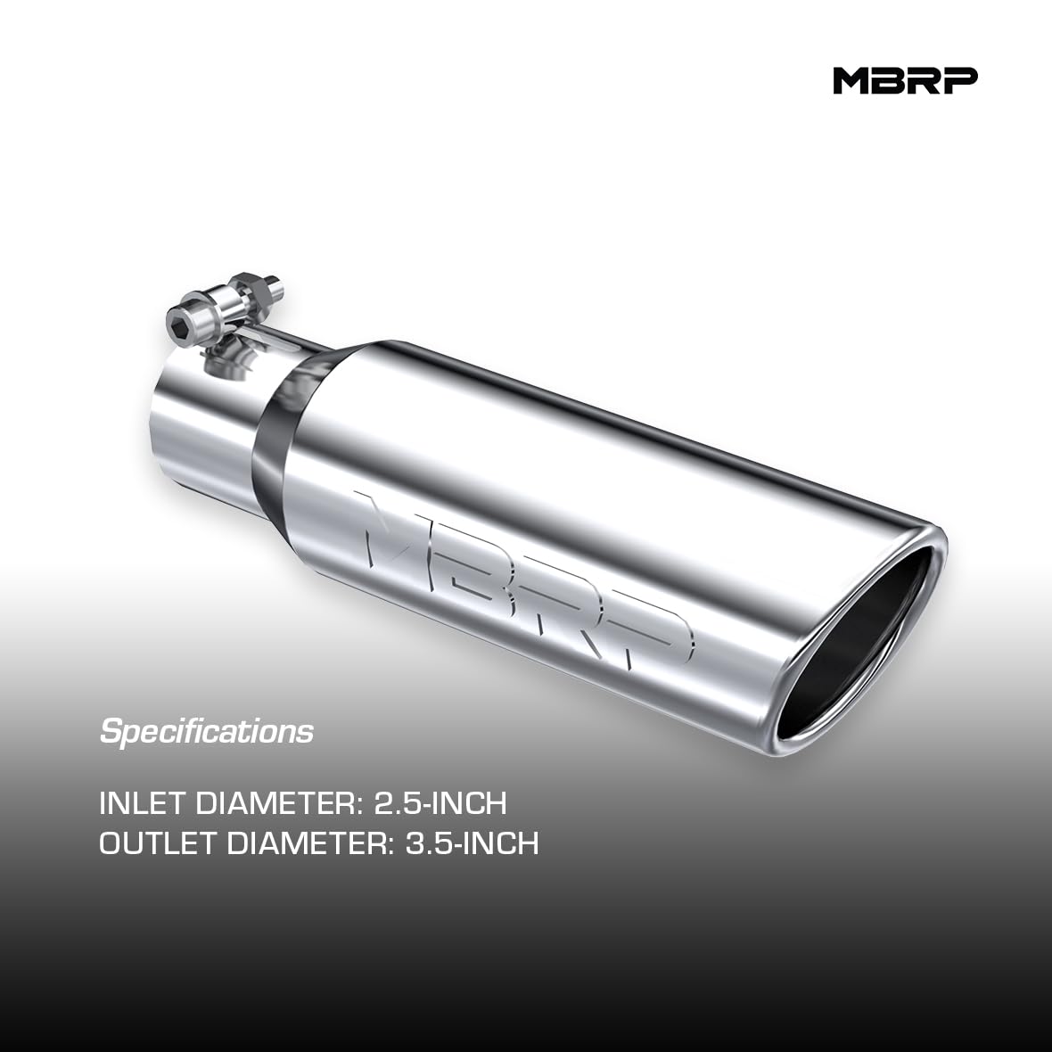 MBRP Tip T5113 (3 1/2" O.D. 2 1/2" Inlet Angled Rolled End 10" Length T304)