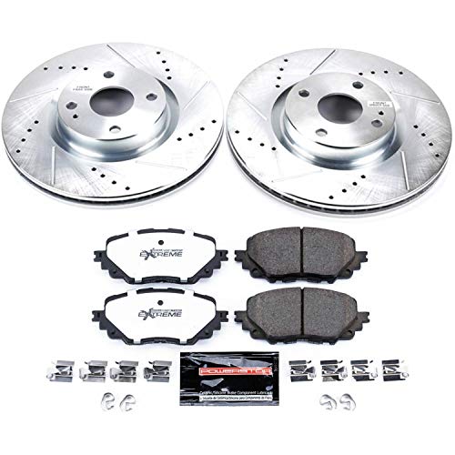 Power Stop K7358-26 Z26 Carbon Fiber Brake Pads Front with Drilled & Slotted Brake Rotors Kit For Fiat 124 Spider 2017-2020, Mazda MX-5 Miata 2016-2022 [Model Specific]