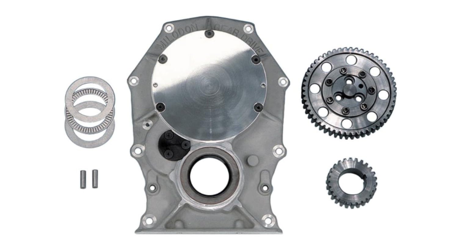 Milodon Timing Gear Drive 13000, 3 Gear Drive, Fixed Idler Gear, Billet Steel Gears, Aluminum Timing Cover Included, 3-Bolt Camshaft, Compatible with Mopar B/RB-Series / 426 Hemi, Kit