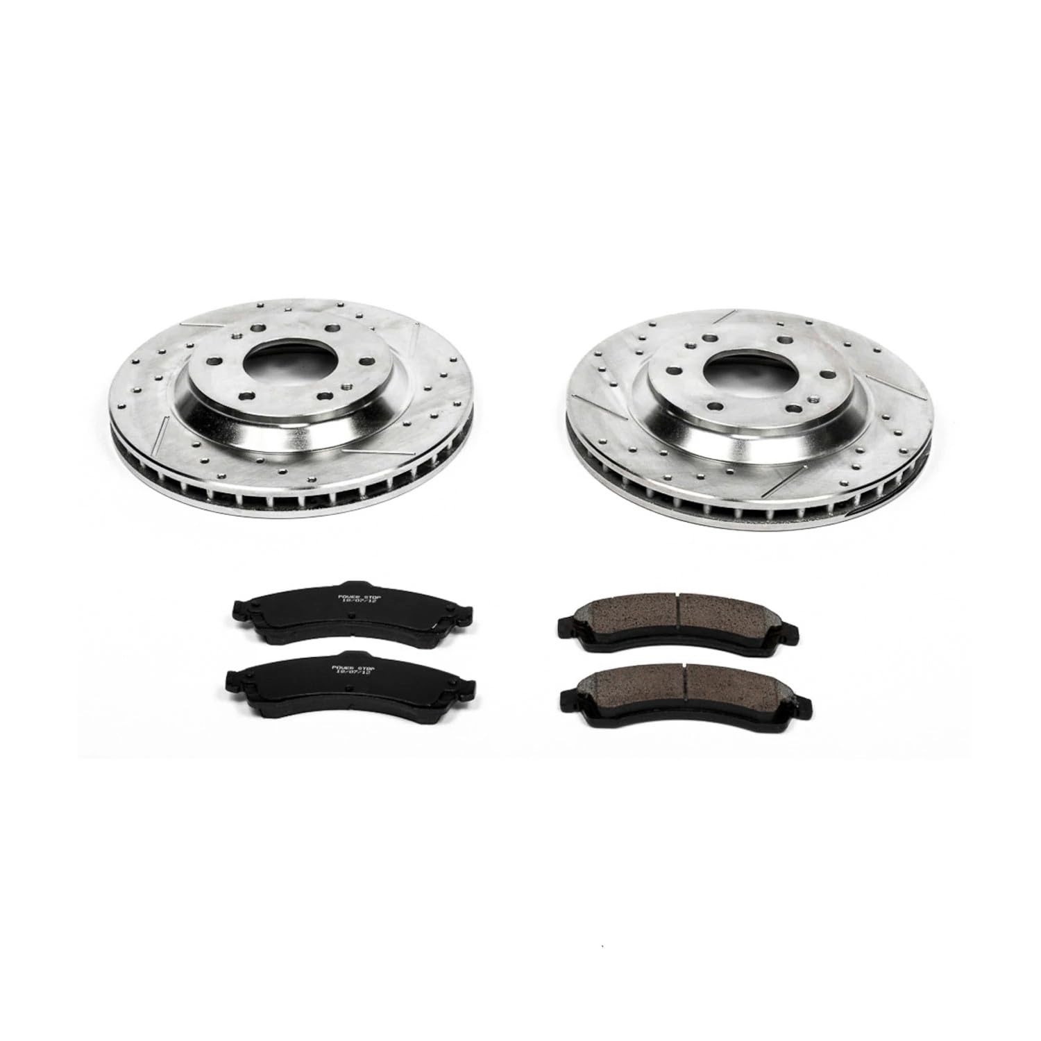 Power Stop K2057 Z23 Carbon Fiber Brake Pads with Drilled & Slotted Brake Rotors Kit For Buick Rainier, Chevrolet Trailblazer, GMC Envoy, Isuzu Ascender, Oldsmobile Bravada [Model Specific]