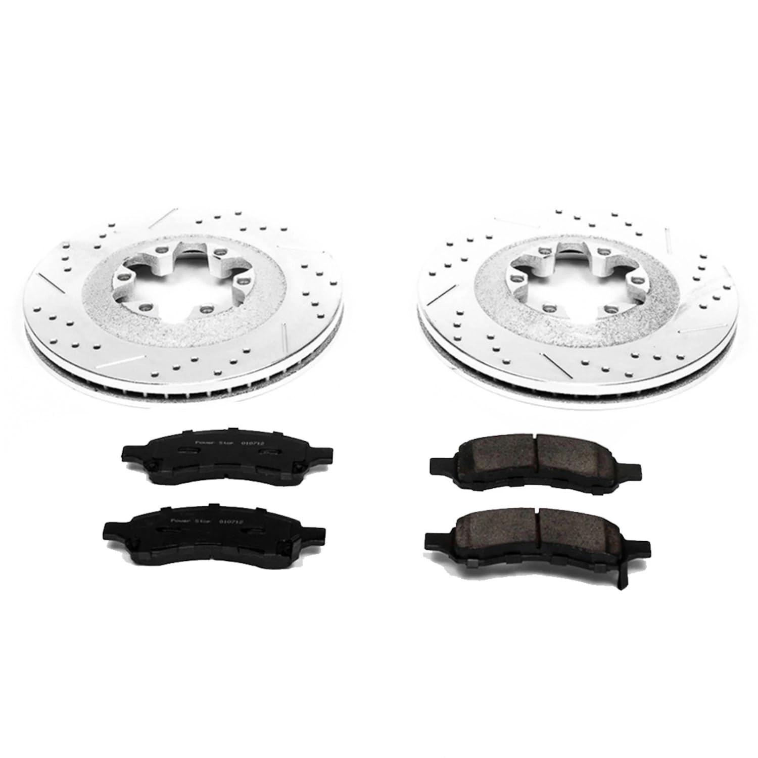 Power Stop K5405 Z23 Carbon Fiber Brake Pads Front with Drilled & Slotted Brake Rotors Kit For Chevrolet Colorado 2009-2012, GMC Canyon 2009-2012 [Model Specific]
