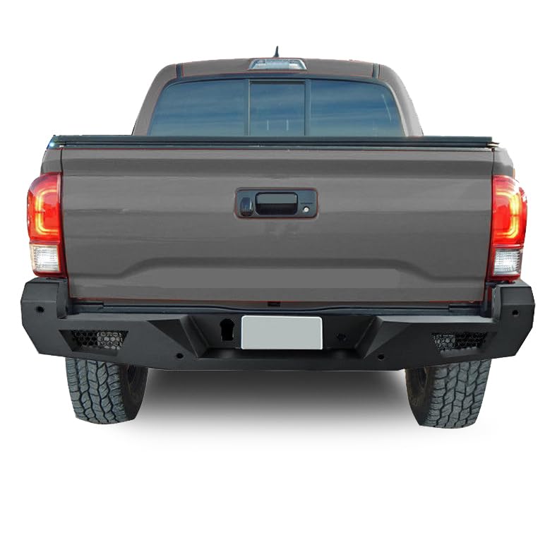 Heavy Duty Black Horse Armour Rear Bumper Matte Black Compatible with 2016-2023 Toyota Tacoma (Excludes models with Rear Cross Traffic Alert)-ARB-TA16