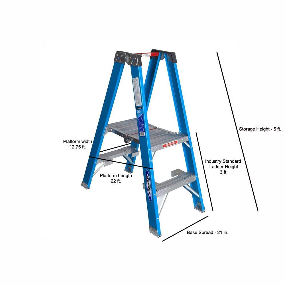 Twin Werner Platform Ladder, Fiberglass (PT6003)