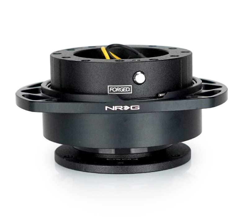 NRG Innovations Gen 2.0 NRG-SRK-257-1BK Steering Wheel Quick Release Kit Adapter, Black SFI Body/Black Cutout Ring (No Horn), 6x70mm & 6x74mm Bolt Pattern