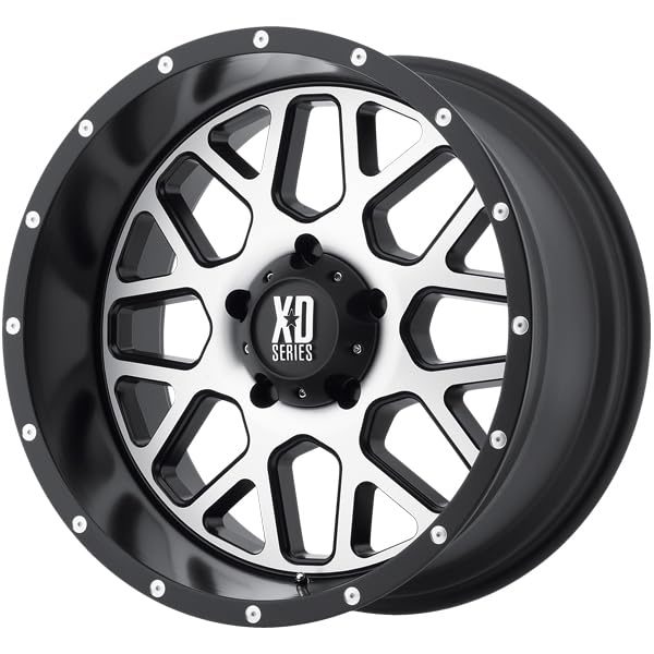 XD Wheels Xd820 Satin Black MACHINED FACE Grenade Wheel with Alloy Steel (20 x 10. inches /5 x 78 mm, -24 mm Offset)