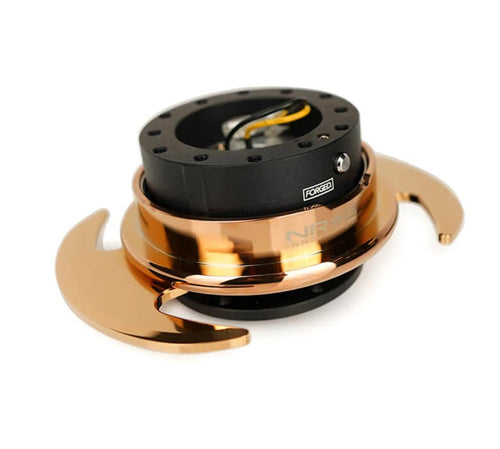 NRG Innovations Gen 3.0 Steering Wheel Quick Release Kit Adapter, Black Body/Chrome Rose Gold Ring With Handles NRG-SRK-650BK-CRG