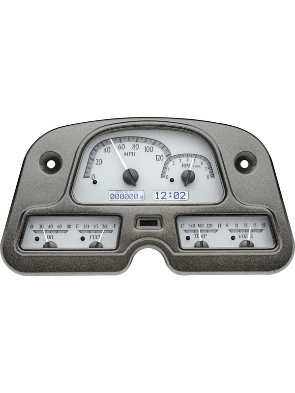 Dakota Digital VHX-62T-FJ-S-W Analog Dash Gauge System Compatible with 1962-84 Toyota FJ40 Land Cruiser Silver Alloy White Backlighting