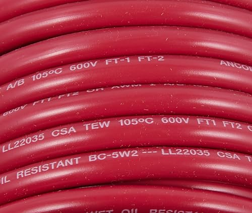 Marine Grade Ancor 112550 Tinned Copper Battery Cable (6-Gauge, Red, 500-Feet)
