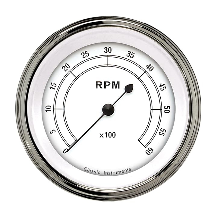 Classic Instruments 3In CW60SLC Classic White Tachometer 6000 RPM