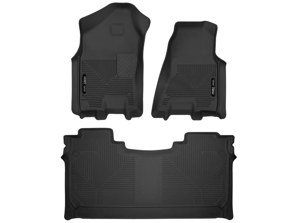 Husky Liners Floor Mats X-act Contour | Fits 2019-2024 Dodge Ram 1500 Crew Cab | Front & 2nd Row, 3-pc Black - 54608